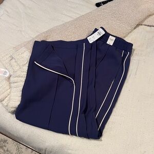 Abercrombie & Fitch Navy Track Pants with White Stripes